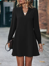 Notched Neck Button Detail Shirt Dress